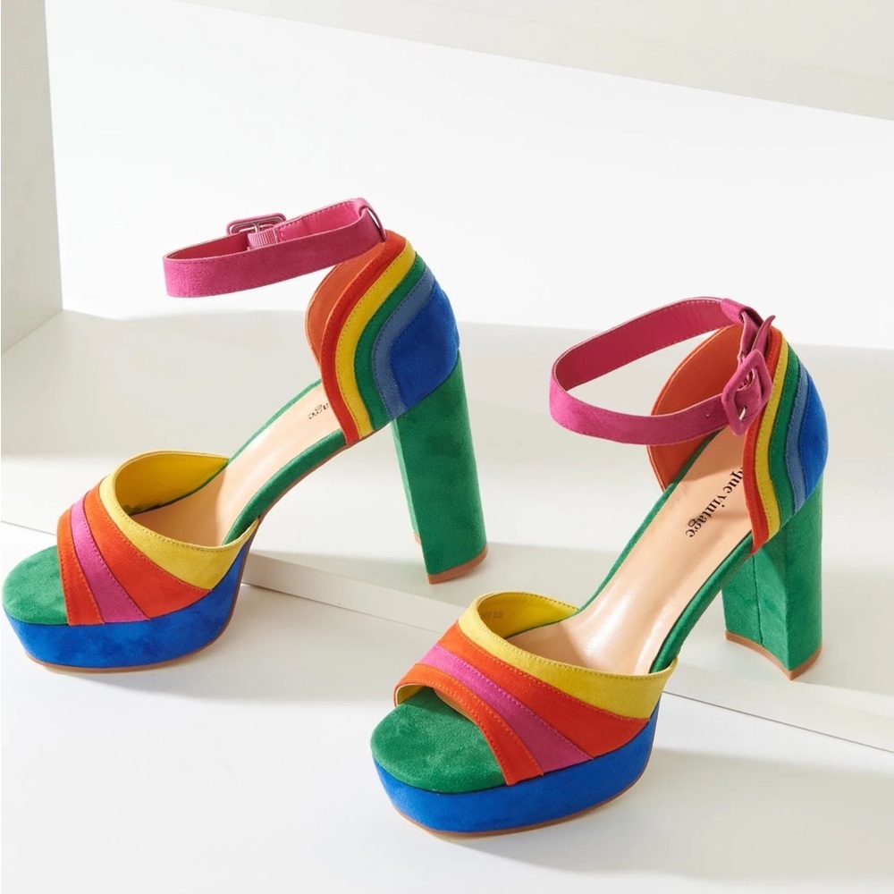 Unique Vintage Multicolor Strappy Heels